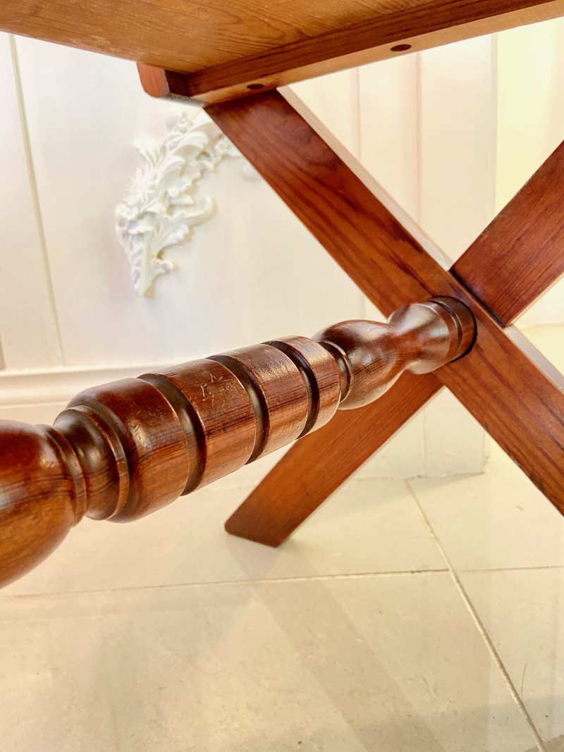 Unusual Antique Set of Twelve Gothic Pitch Pine Dining Chairs - Image 2